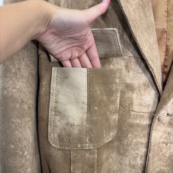 Vintage Montevideo Leather Factory Uruguay Brown Suede Blazer Jacket Mens - Picture 3 of 15